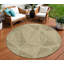 Tapis extérieur rond lavable géométrique brun et beige 8 pi