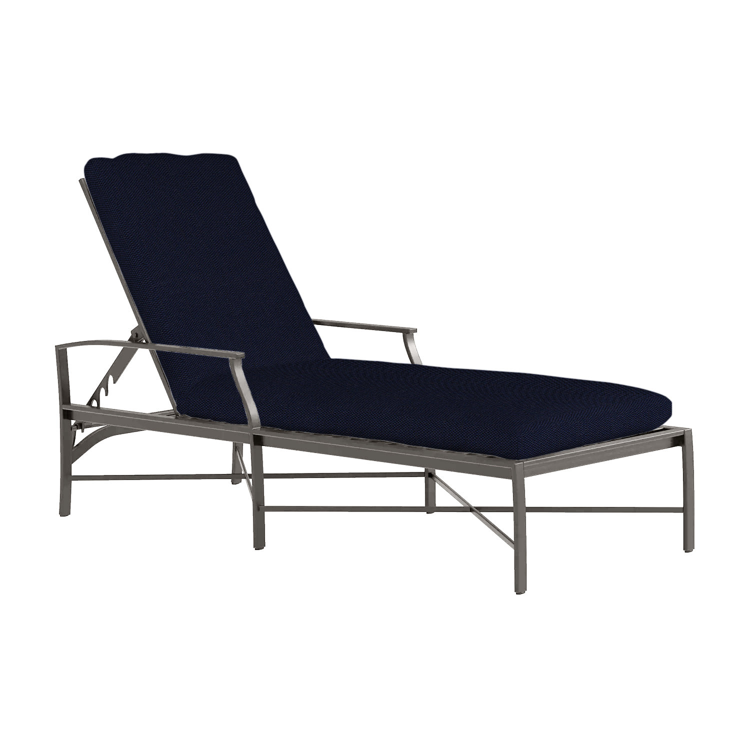 Monaco 28" Patio Chaise Lounge, Welt, Linen Navy, Slate Gray