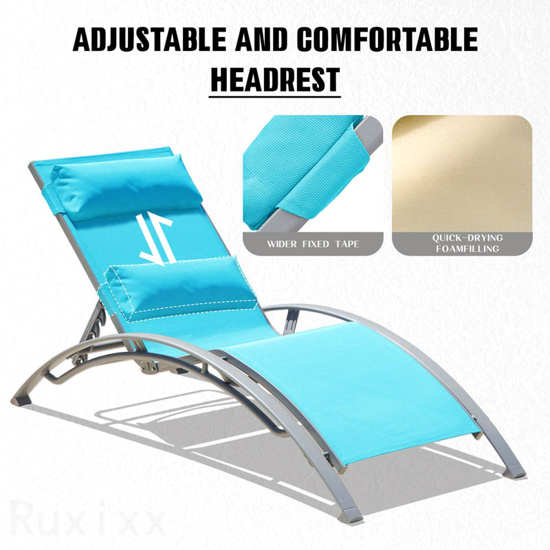 Ensemble de 2 chaises longues d'extérieur, bleu lac