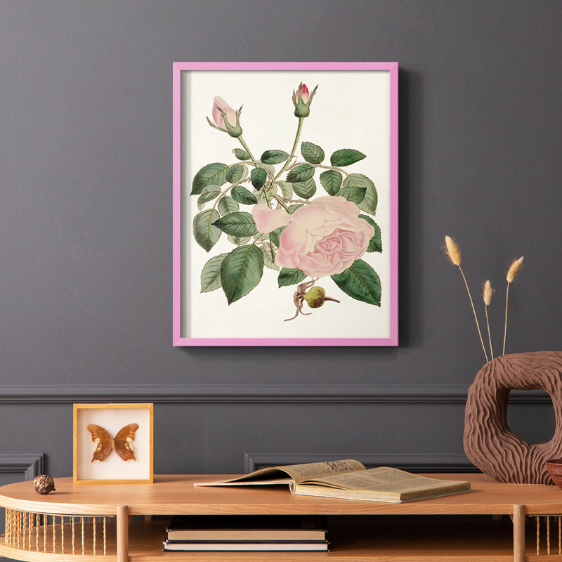 «Pink Floral Mix II», reproduction encadrée - bois massif, Cadre photo rose simple, H 10 po x l 8 po