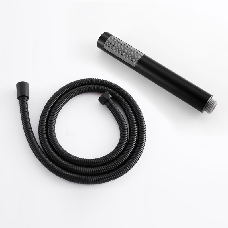 Robinet de baignoire autoportant à poignée simple avec douche à main en noir mat