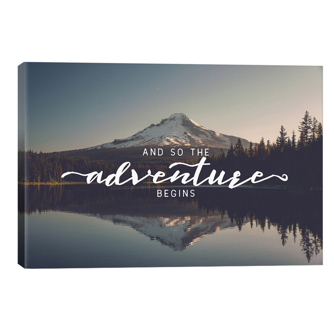 And So The Adventure Begins Saying Trillium Lake Oregon Nature Forest by Nature Magick - Wrapped Canvas Print