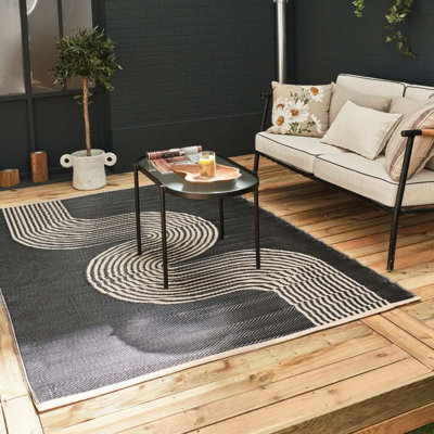 Urban Collection Outdoor Rug Wave Design in Black