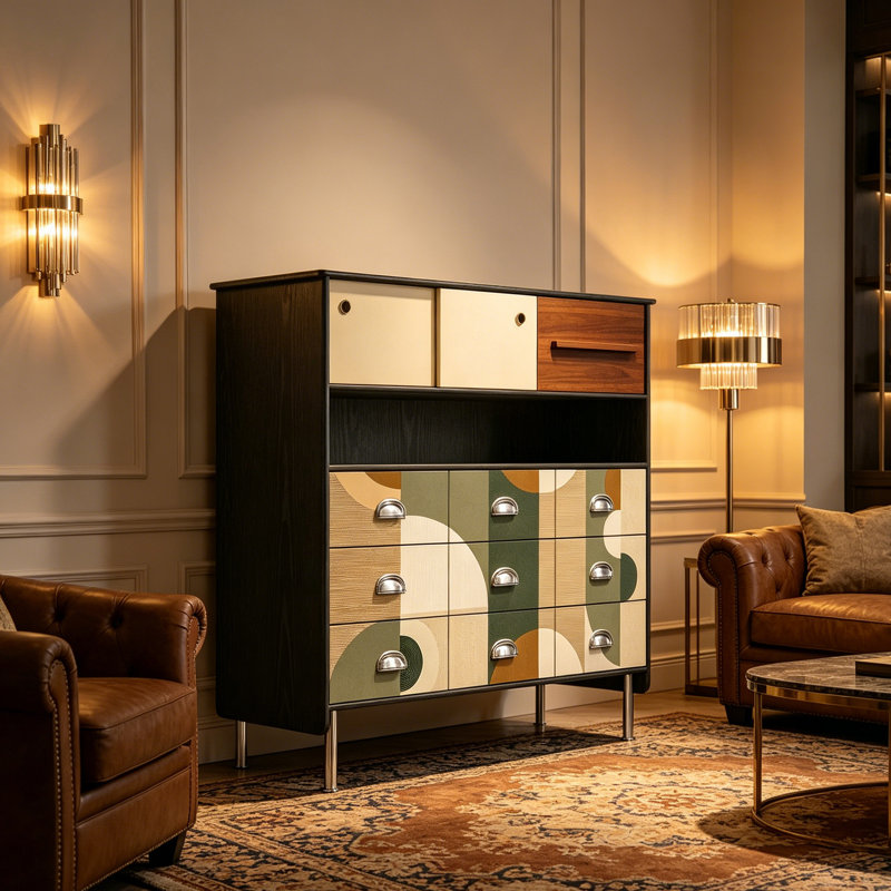 Buffet décoratif style rétro minimaliste français