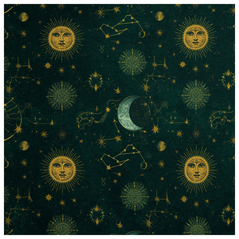 Celestial Sun Moon Stars Shower Curtains Extra Long, 70in W x 84in H