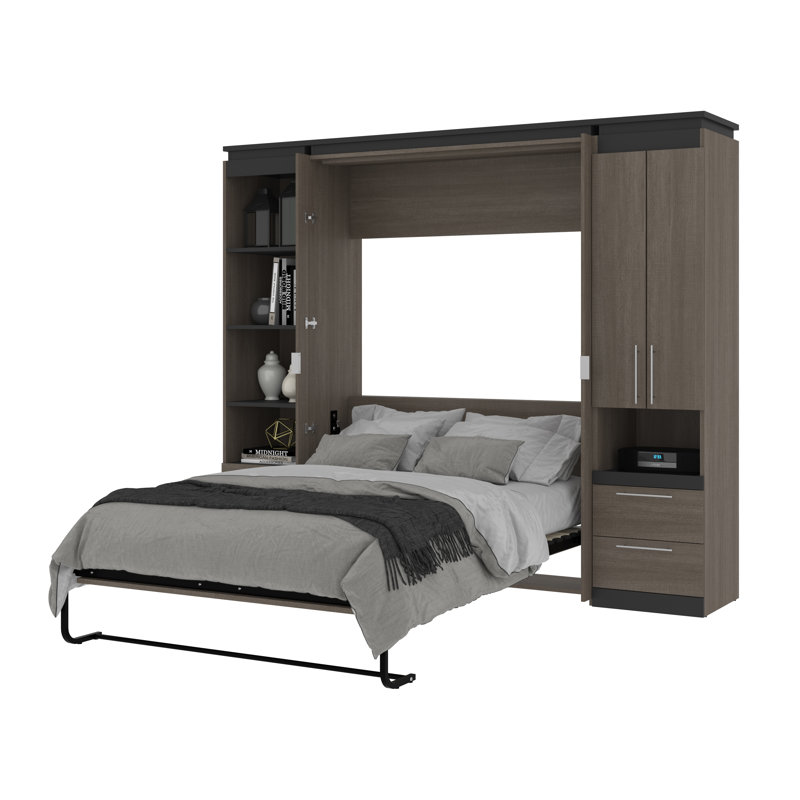 Lit escamotable avec rangement Camalla, Écorce gris