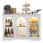 47.2"W Sideboard Buffet Cabinet with 3 Glass Doors, Adjustable Shelves, LED and Human Body Sensors-1477457383