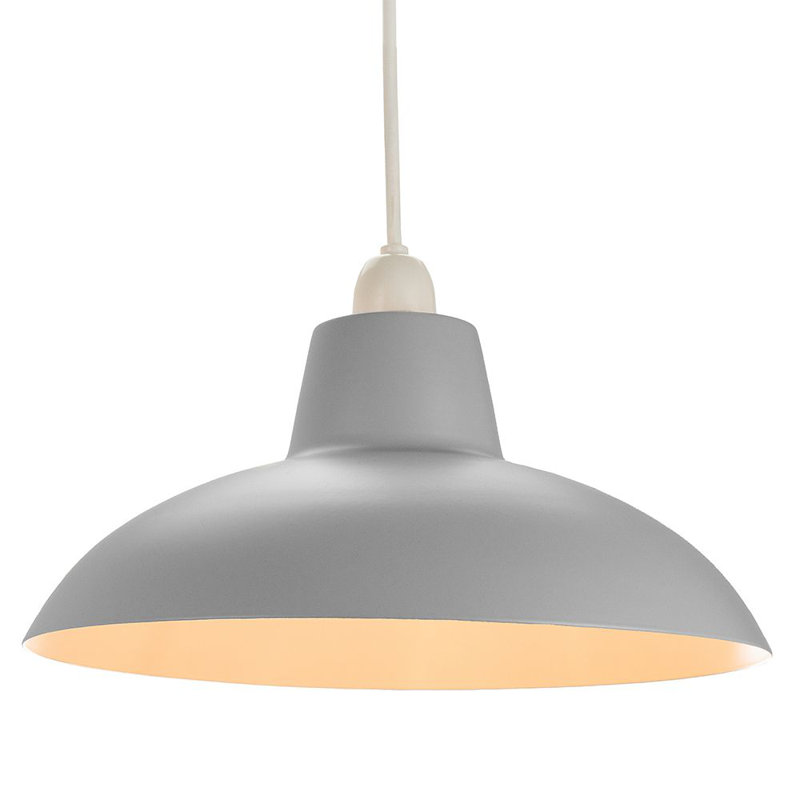 Industrial Retro Designed Matt Curved Ceiling Pendant Light Shade, Grey