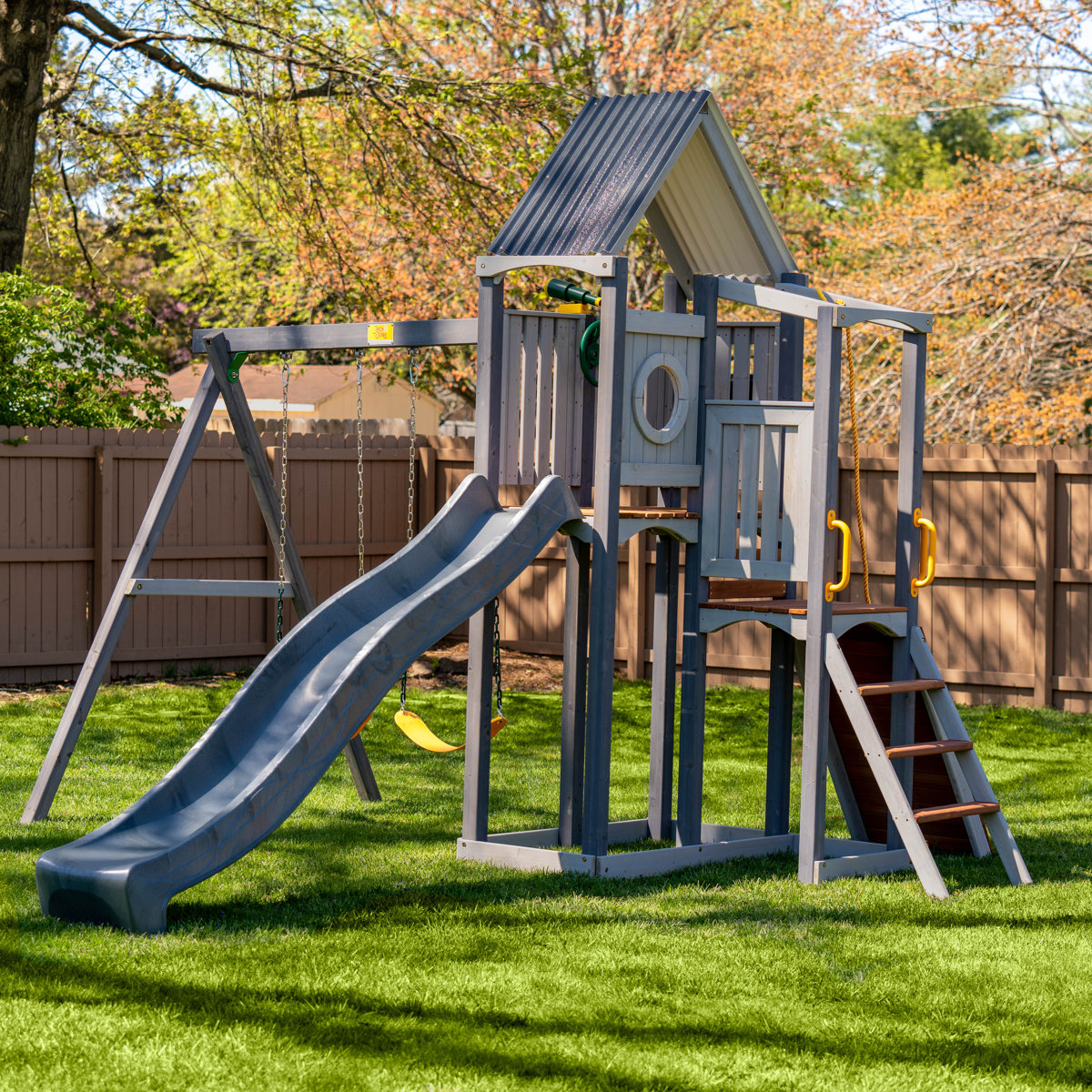 Jack and June Jack & June Haven II Cedar Swing Set with Swings, Slides ...