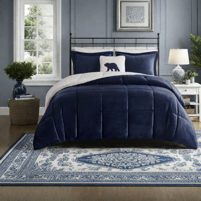Cozy Bedding Sets King Polyester Plush Sherpa Rustic Home Comfort