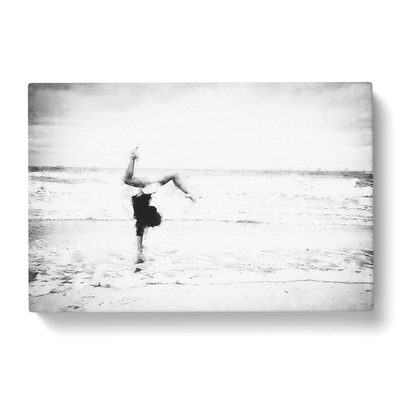 Gymnastics On The Beach Painting - Wrapped Canvas, 60cm H x 91cm W x 3cm D