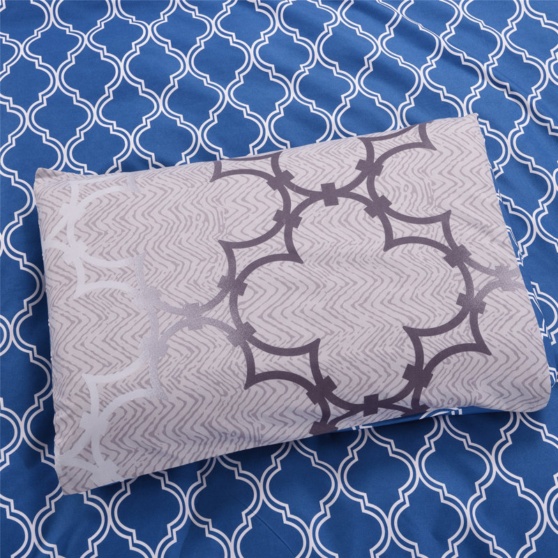 Ensemble de housse de couette réversible en microfibre bleue 3 pièces, Housse de couette pour très grand lit