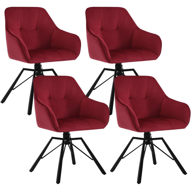 Alliene 48cm H Velvet Upholstered Armchair, Bordeaux, 4