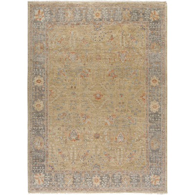 Monterey Hand Knotted Wool Oriental Area Rug in Green
