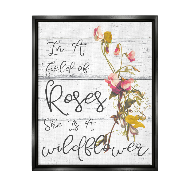"Be a Wildflower", art mural sur toile par Daphne Polselli, Cadre flottant noir de jais, H 21 po x l 17 po x P 1,7 po