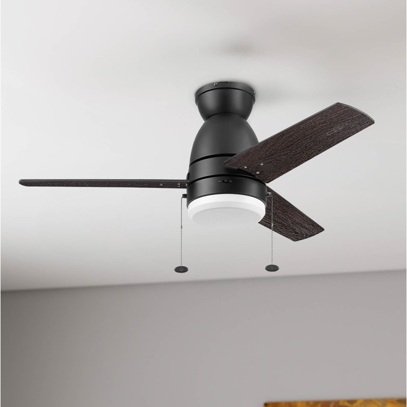 Fawn 44" Black Indoor Ceiling Fan with Pull Chain