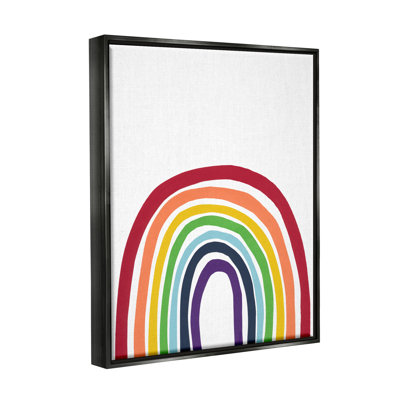 «Whimsical Asymmetric Rainbow Stripes Modern Kids Design» par Bronwyn Baker, peinture sur toile à cadre flottant