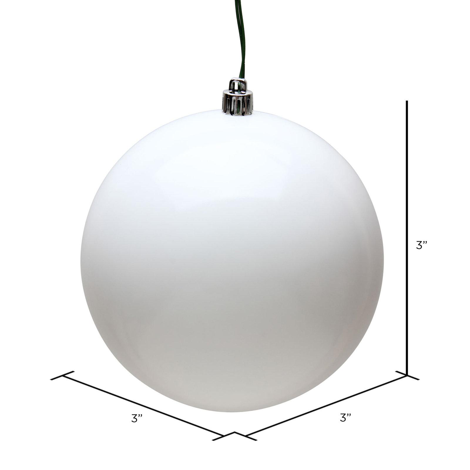 Holiday Décor Ball Ornament, White Candy, 3" H x 3" W x 3" D