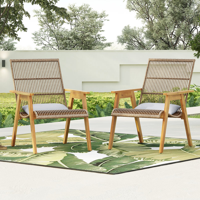 Fauteuils club en osier avec coussins Coastal