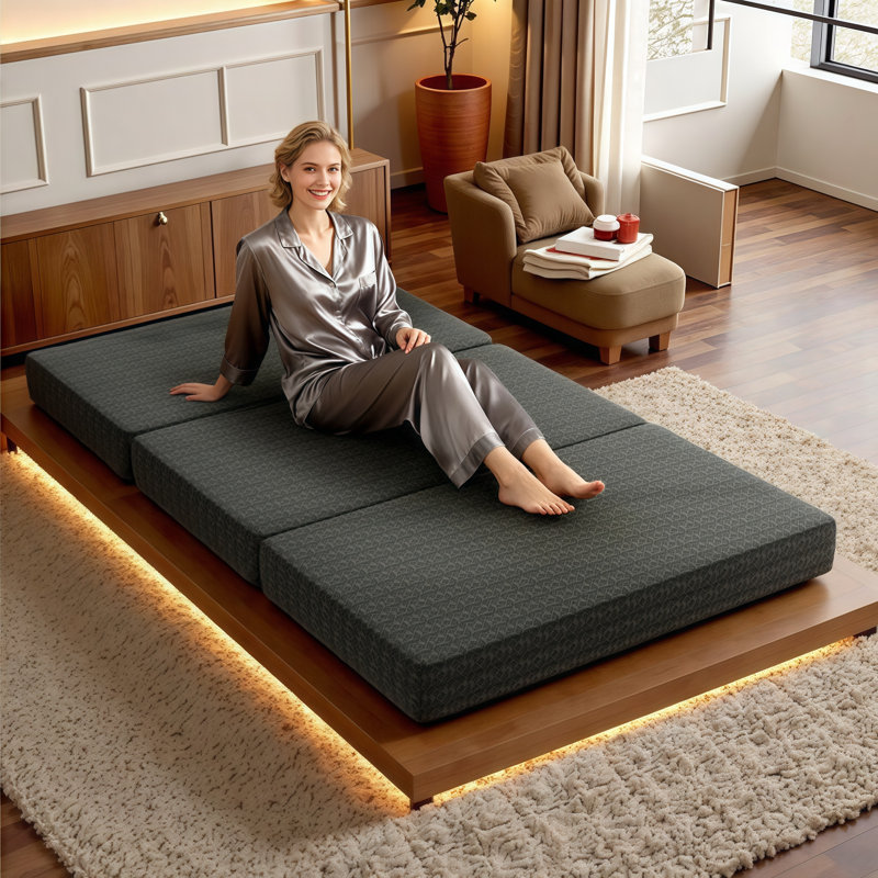Matelas en mousse viscoélastique pliable de 6 pouces - pliable et portable pour les canapés-lits, le camping et le sommeil des invités | Refroidissement par gel, certifié CertiPUR-US