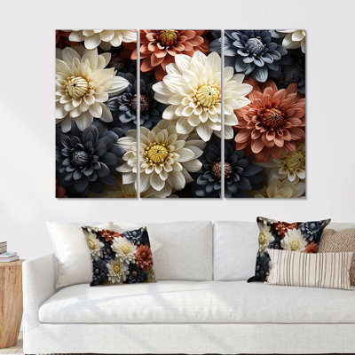 «Mums In Stormy Grey Tones I», ensemble de reproductions d'art mural