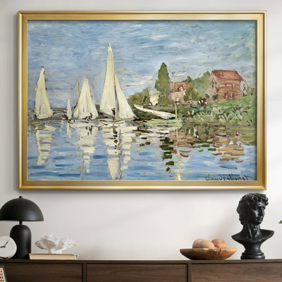Regatta at Argenteuil-Claude Monet-Framed Gallery Wrapped Canvas-1872