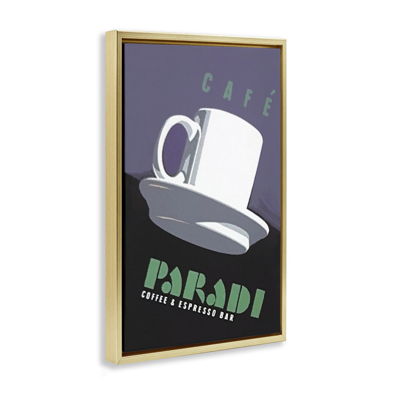 Cadre flottant café et espresso Paradi, design par Jadei, H 31 po x l 21 po, Cadre flottant métallique doré