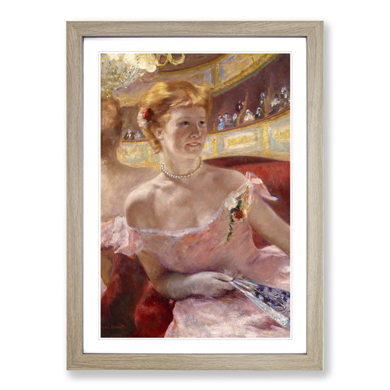 Woman with a Pearl Necklace by Mary Cassatt - Picture Frame Painting, Oak Framed, 65cm H x 48cm W x 2cm D