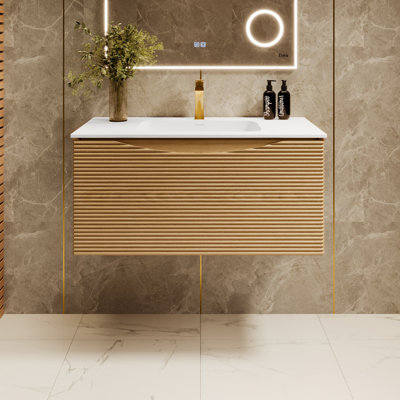 Ensemble de meuble-lavabo mural simple 39 po avec surface solide Kambrey
