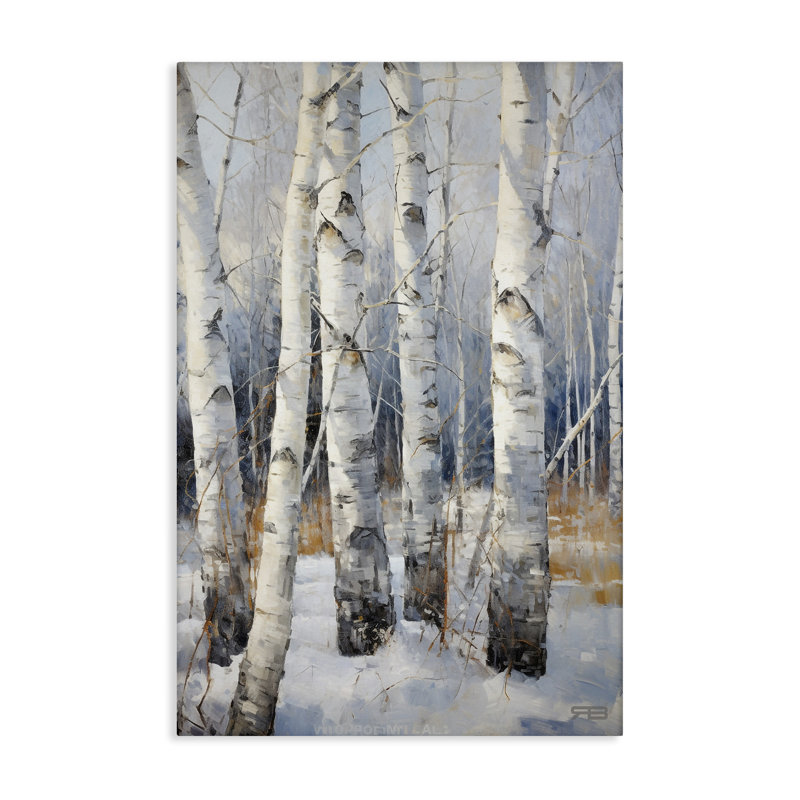 "Snowy Birch Forest", art mural par Roozbeh Bahramali, H 45 po x l 30 po