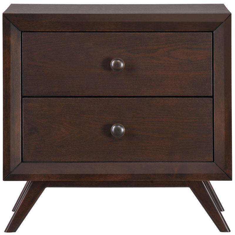 Tracy Toffee Brown Mid-Century 2-Drawer Nightstand