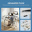 Bureau debout en forme de L, avec 3 espaces de rangement à tiroirs, bureau électrique à hauteur réglable avec contrôleur de mémoire, grande table d'ordinateur ergonomique avec installation interchangeable à gauche et à droite, équipé de lumières DEL (63 po), blanc-1685771075
