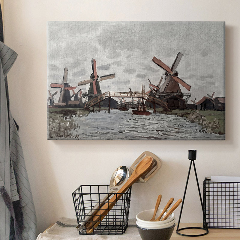 Moulins à vent près de Zaandam - Claude Monet - Toile tendue avec châssis - 1871, 8 x 12