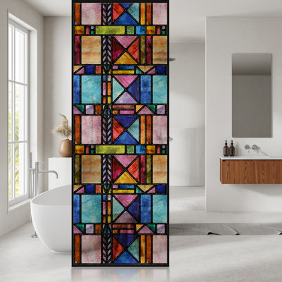 Retro Geometry Static Cling Window Decal