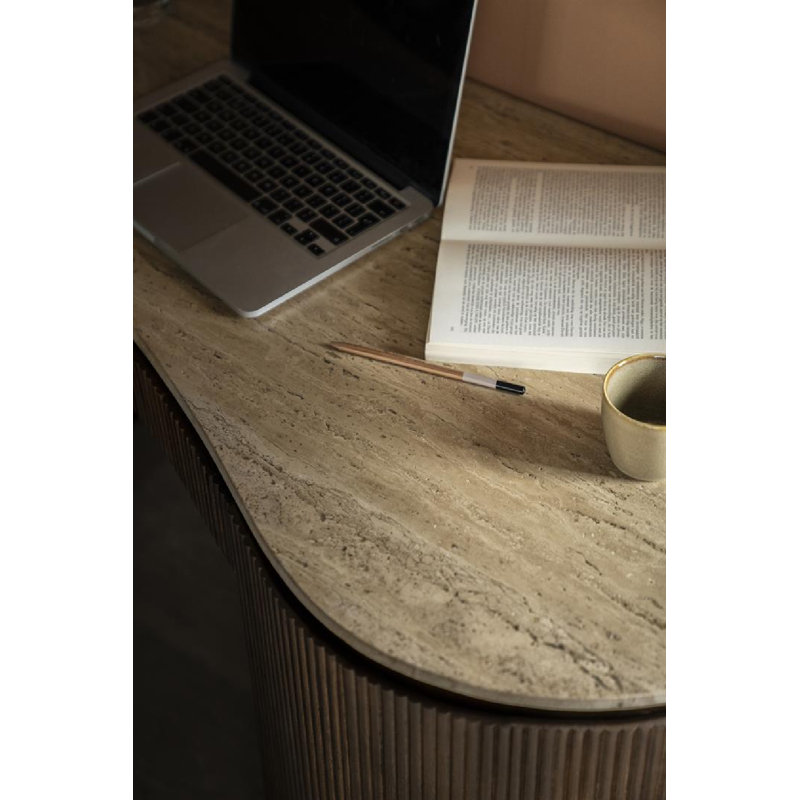Desk Marble Computer Desk, Brown, Black