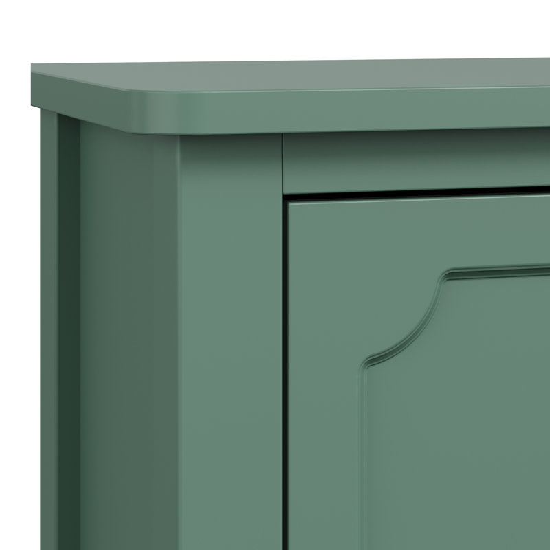 Green 3-Door Storage Cabinet With Adjustable Shelves And Turned Legs Set Of 2