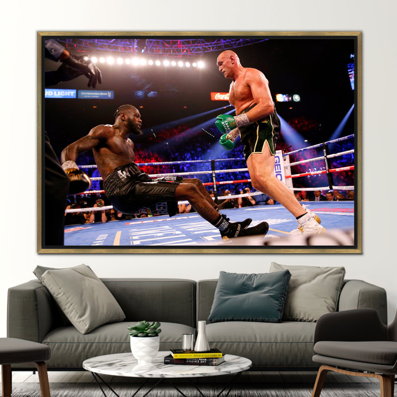Décoration murale Deontay Wilder and Tyson Fury, H 45 po x l 65 po, Reproduction encadrée sans passe-partout, Doré
