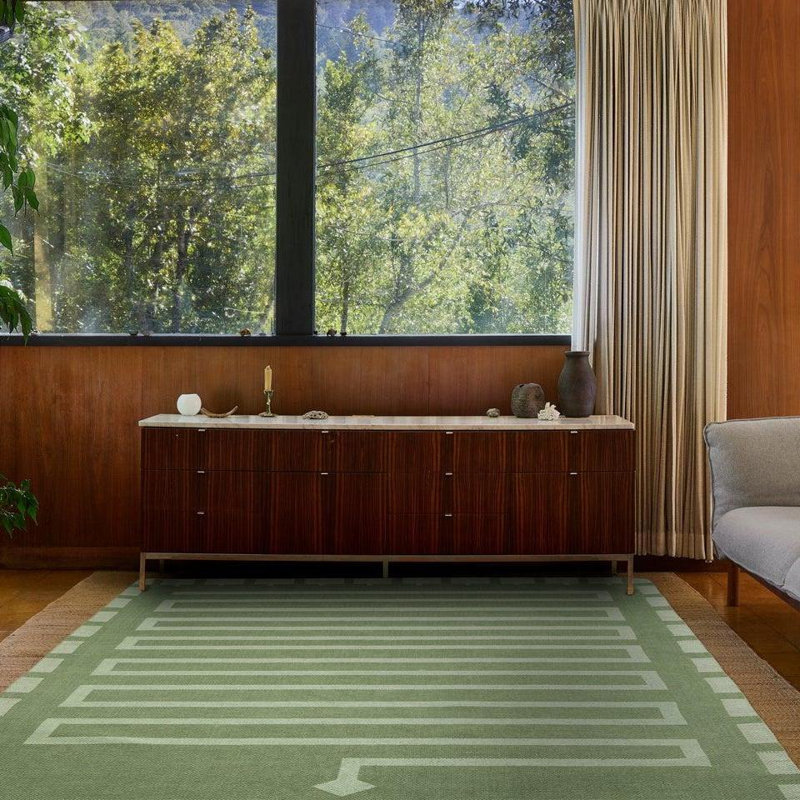 Snake Flatweave Rug, 9' x 12', Verde