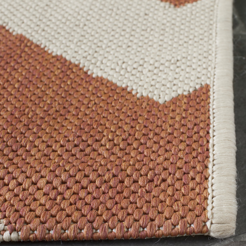 Camellia Hooked Terracotta/Beige Area Indoor/Outdoor Rug, Rectangle 122 x 170 cm