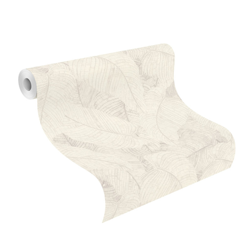 Papier peint feuilles Zepeda, Crème, crème