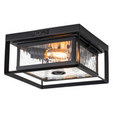Plafonnier encastré d'extérieur 2 lumières avec abat-jour en verre transparent Dusk To Dawn