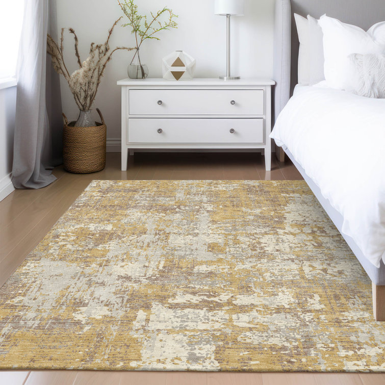Machine Washable Indoor/Outdoor Chayden ACN1008 Gold Rug