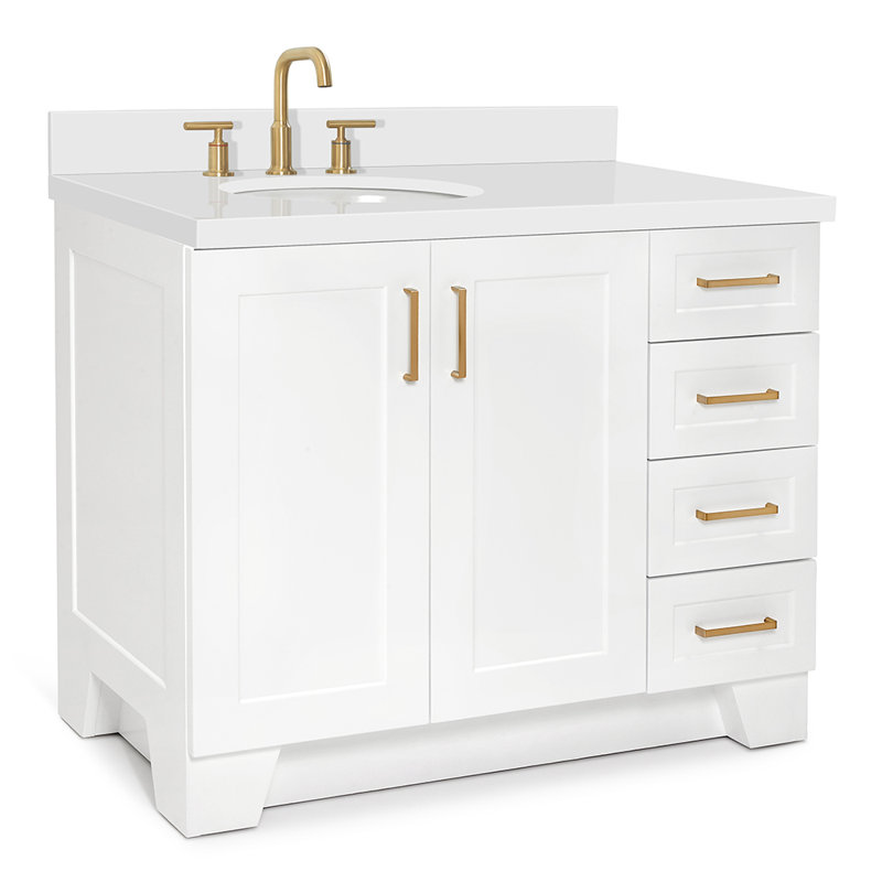 43 IN.  Single Bathroom Vanity, Left , White, Oval