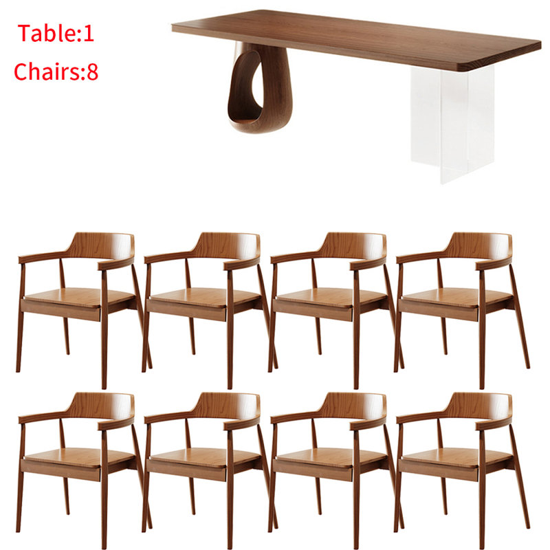 Ensemble de table moderne en bois massif de style simple et acrylique, H 29,5 po x L 70,8 po x l 31,4 po