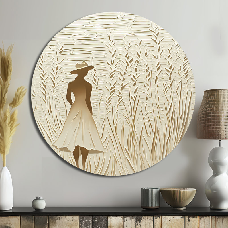 Bluebell Waltz - art mural moderne éclectique rond, art mural contemporain en métal rond, H 16 po x l 16 po