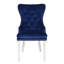 Chaise rembourrée en velours bleu, pieds en acier inoxydable, dossier à boutons, pour fauteuil principal avec coutures allongées-1722561965