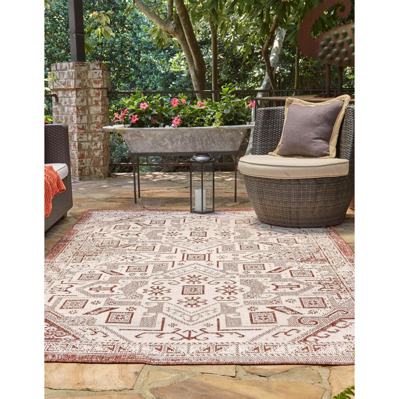 Tapis d'extérieur Chand couleur brique, Rectangle 4 pi x 6 pi