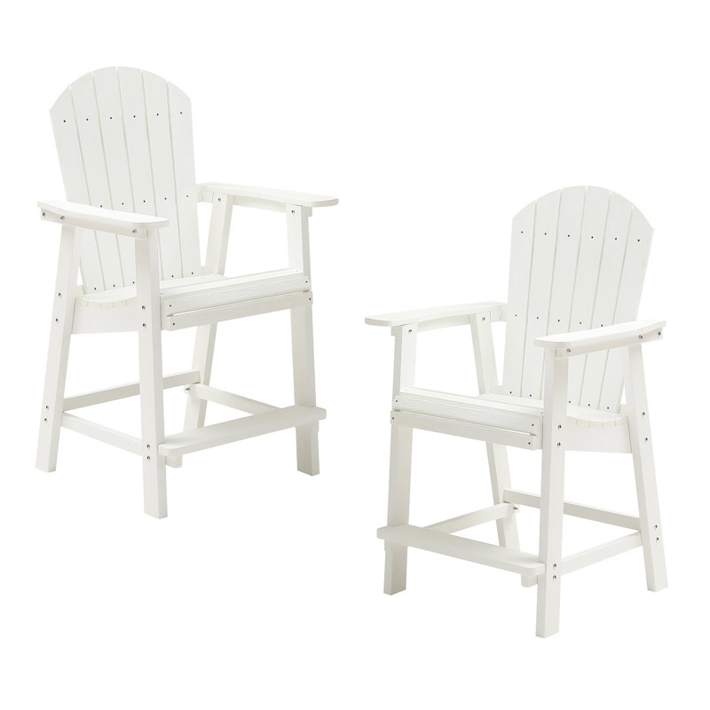 2Pcs Hips Deck Chair With Armrest, Comfortable For All - White Patio Of 2, Color, Lawn Pool Backyard, And Easy To Clean