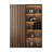 62.99" Vintage-Style Minimalist Walnut Glass Display Cabinet, Double Cabinet Combination Set, With LED Lighting