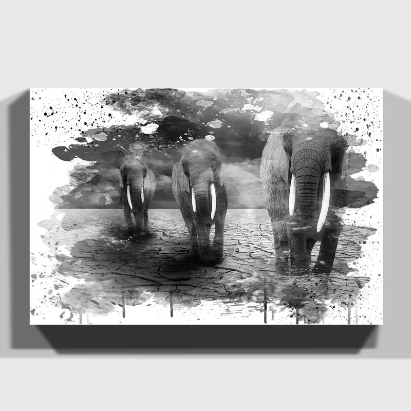Elephant - Wall Art, 40cm H x 60cm W, Wrapped Canvas